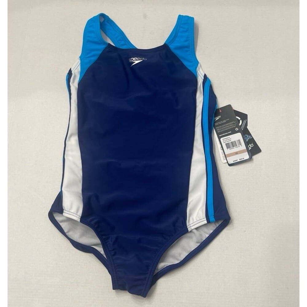Speedo Girls' Infinity Splice One Piece Swimsuit Size 12 New With Tags